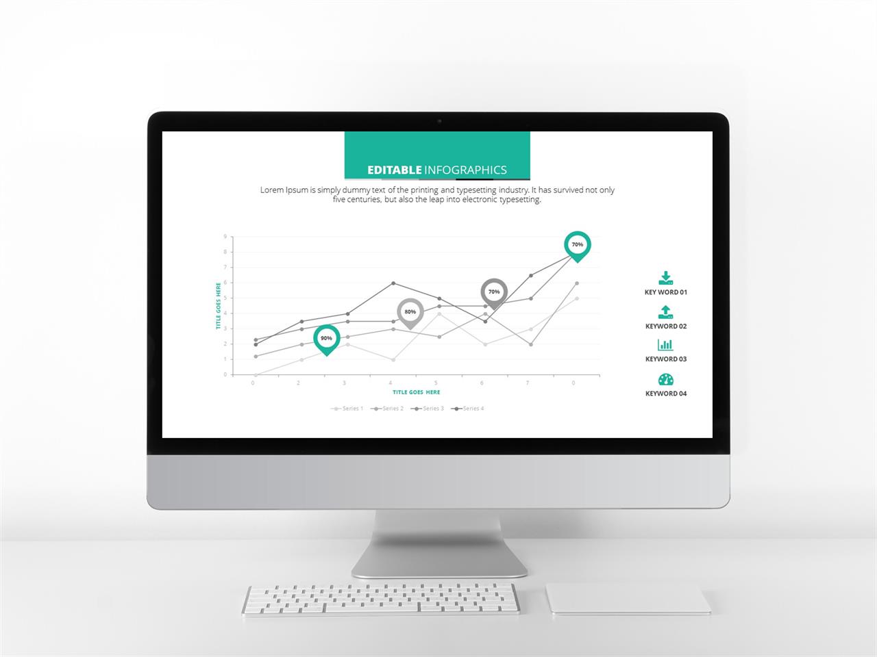 ppt 템플릿 초록 ppt 꺾은 선 그래프 템플릿