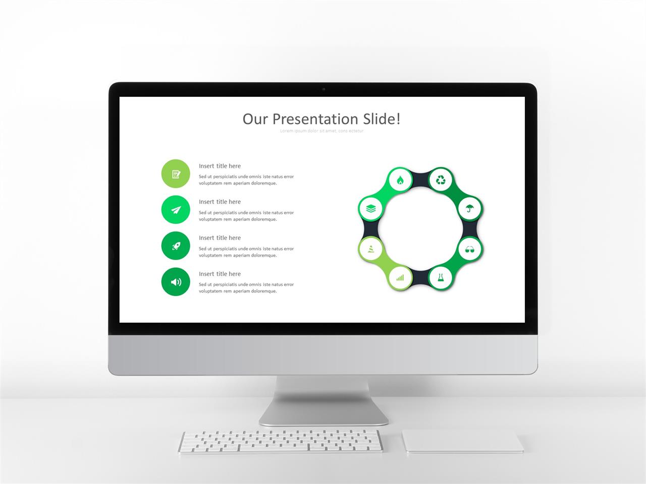 순환 순서 ppt 템플릿 녹색 ppt 템플릿