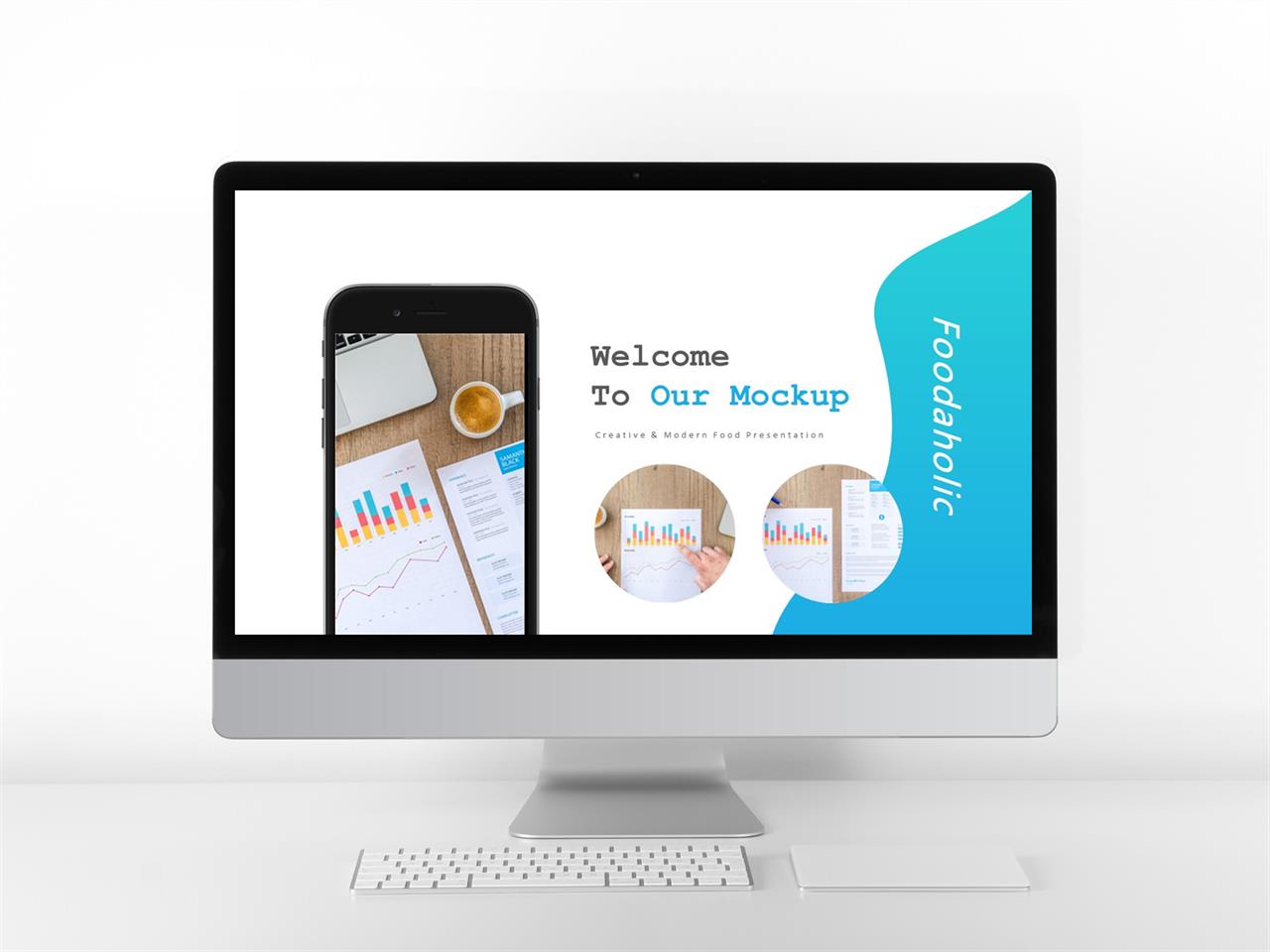 스마트 폰 ppt 템플릿 ppt 파란 흰색 배경