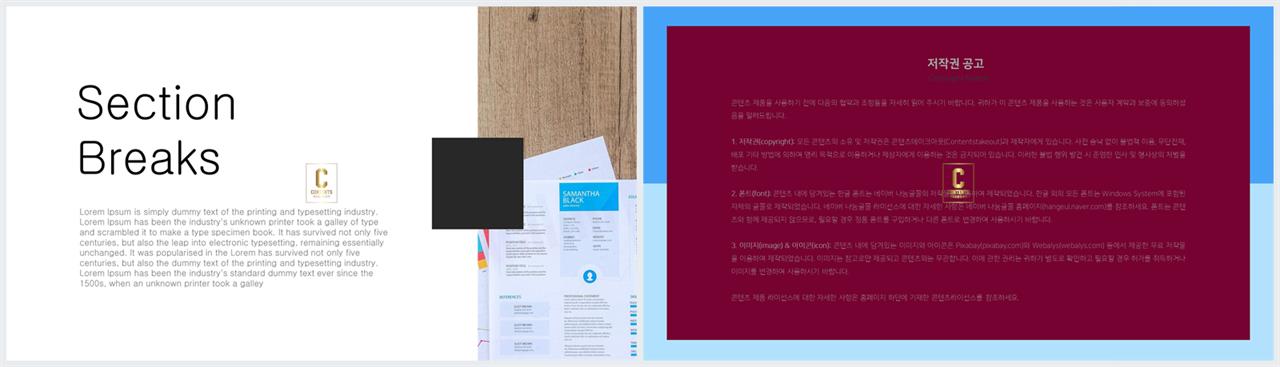 좌우분리형 ppt 레이아웃 배경 고급 진 ppt 템플릿