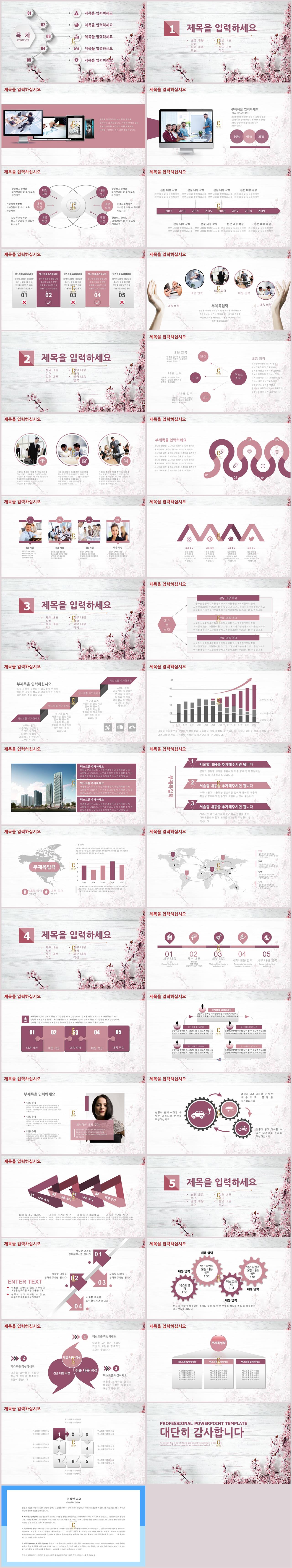 벚꽃 ppt 배경 분홍색 피피티 템플릿