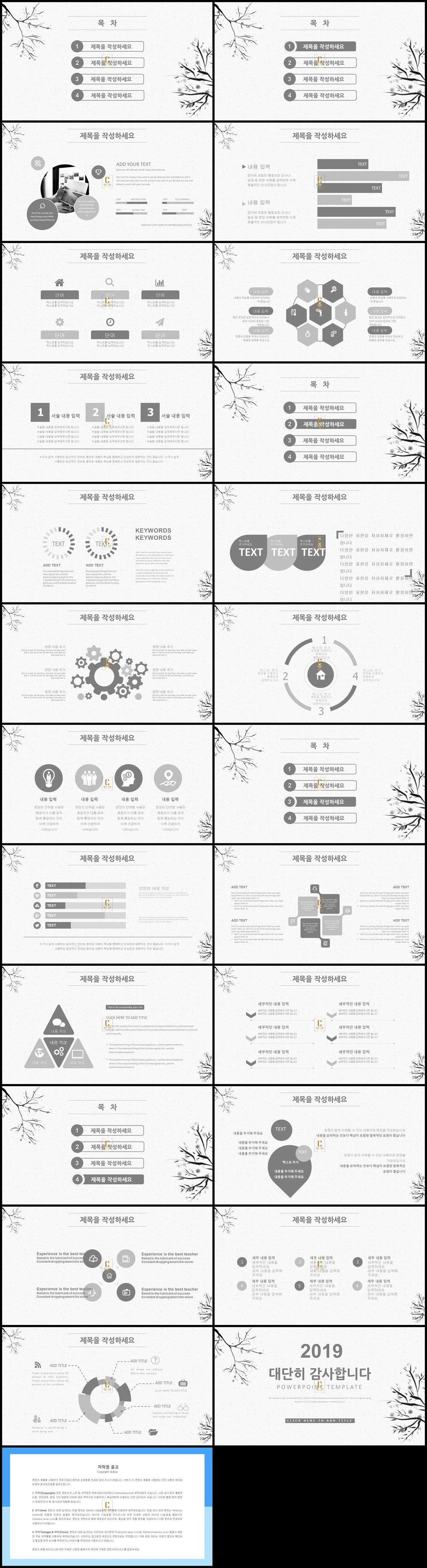 ppt 템플릿 식물 파워포인트 회색 배경