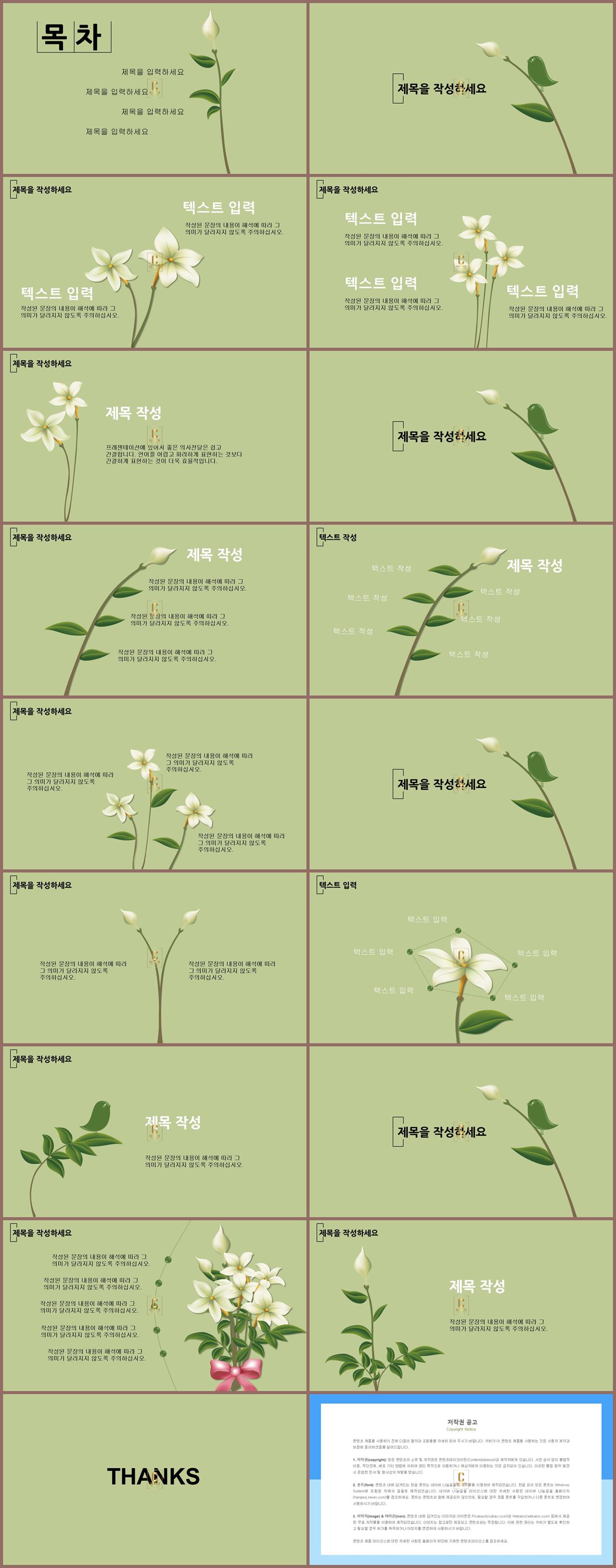 식물 ppt 배경 깔끔한 초록색 ppt 템플릿